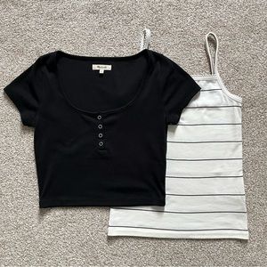 Madewell Cropped Henley Tee + Cami Tank, XS